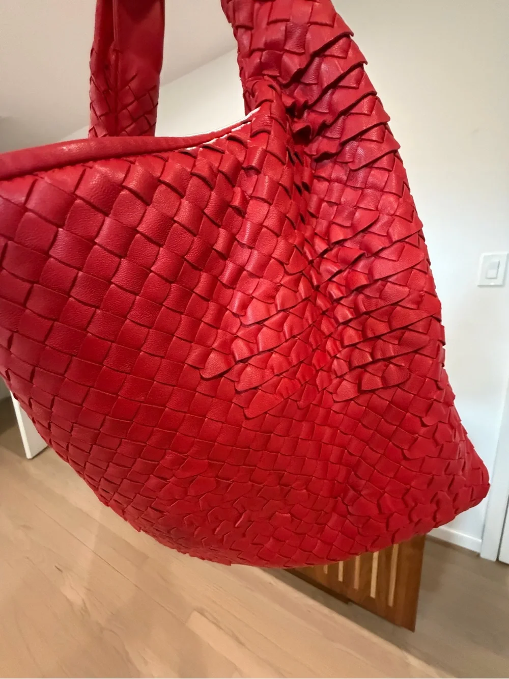 Bottega Veneta Red Intrecciato Leather Hobo